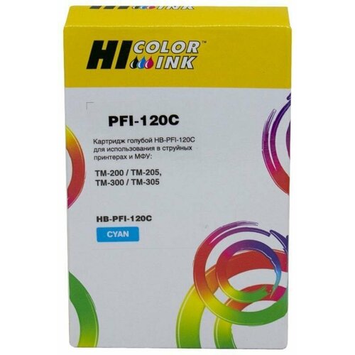 Картридж Hi-Black PFI-120C, совместимый, голубой, для Canon TM-200/205/300/305 ic cpfi 120c картридж t2 для canon imageprograf tm 200 205 300 305 голубой с чипом