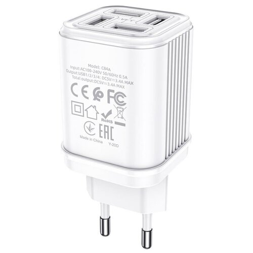фото Сетевое зарядное устройство hoco c84a resolute four-port charger белый