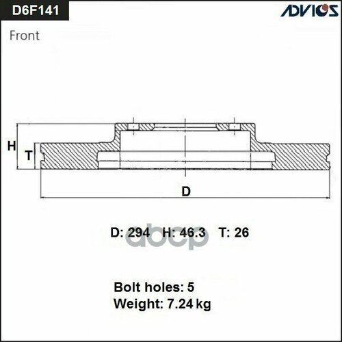 Диск Тормозной Пер. Advics ADVICS арт. D6F141B