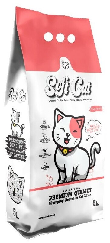 Наполнитель для кошек Soft Cat, комкующийся без запаха 5 л