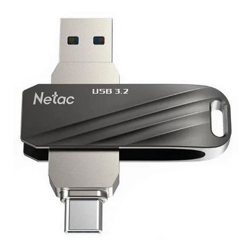 Накопитель USB 3.0/USB Type-C 128Гб Netac US11 (NT03US11C-128G-32BK), черный/серебристый