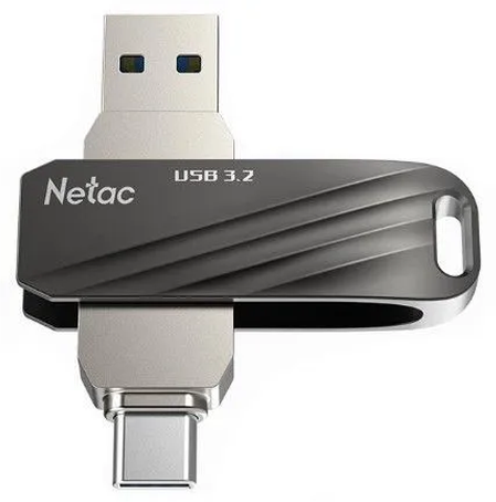 Накопитель USB 3.0/USB Type-C 32Гб Netac US11 (NT03US11C-032G-32BK) черный/серебристый