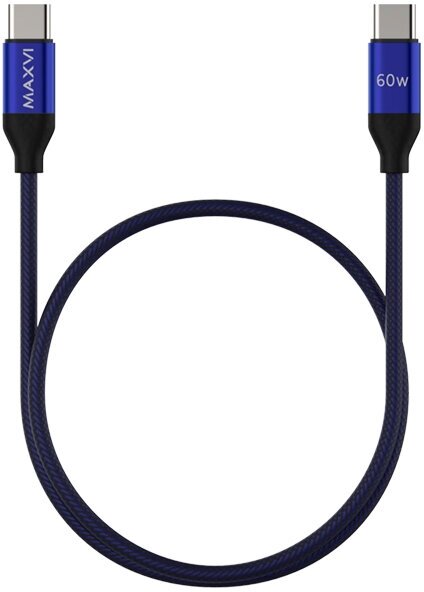 Кабель MAXVI USB Type-C - USB Type-C (MCw-60TT), 1.2 м, синий