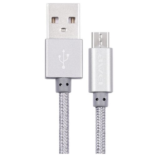 Кабель Awei USB - microUSB (CL-10), серый кабель awei usb microusb cl 98 1 м черный