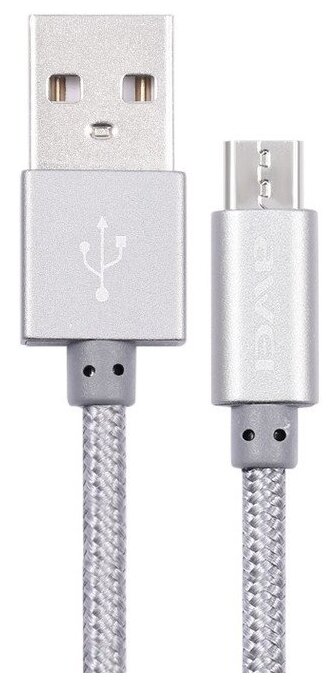 Кабель для зарядки Micro USB Awei CL-10 30см плетеный серый