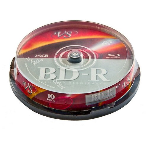 Носители информации Blu-ray BD-R, 6x, VS, Cake/10, VSBDR4CB1002