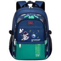 Школьный рюкзак для мальчика космонавт, сине-зеленый