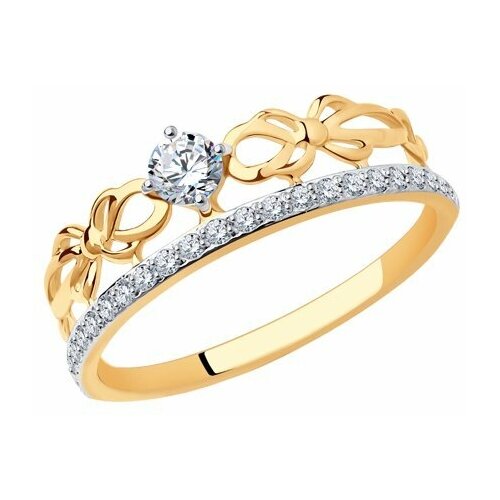 Кольцо Diamant online, золото, 585 проба, фианит, размер 16 кольцо sokolov из золота с фианитом 019111 размер 16