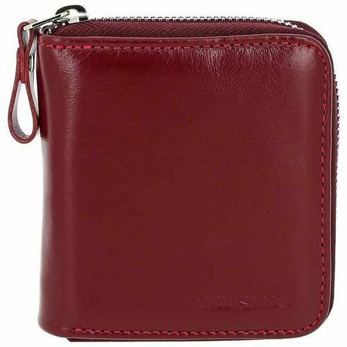фото Кошелек versado, натуральная кожа, гладкая фактура, на молнии, бордовый