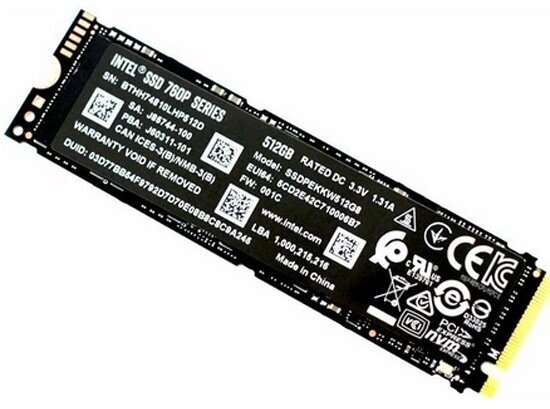 SSD диск Intel M.2 2280 760p Series 512 Gb PCIe3.1x4 3D NAND TLC (SSDPEKKW512G8XT)