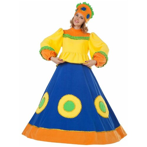 Карнавальный костюм Масленицы для уличных гуляний (15110) 52-54 костюм юбка и кофта бордовый желтый