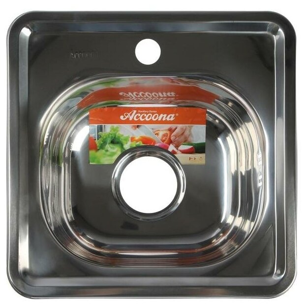 Accoona Мойка кухонная Accoona AB3838, врезная, толщина 0.6 мм, 380х380х165 мм, глянец