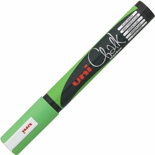 Маркер меловой UNI Chalk, 1,8-2,5 мм, зеленый, влагостираемый, для гладких поверхностей, PWE-5M F.GREEN Комплект - 3 шт.