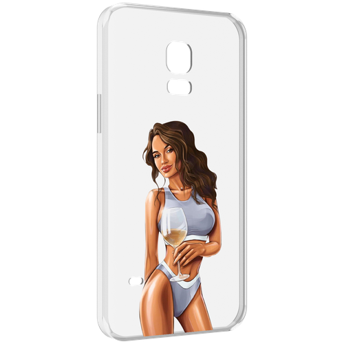 Чехол MyPads девушка-в-сером-купальнике- женский для Samsung Galaxy S5 mini задняя-панель-накладка-бампер