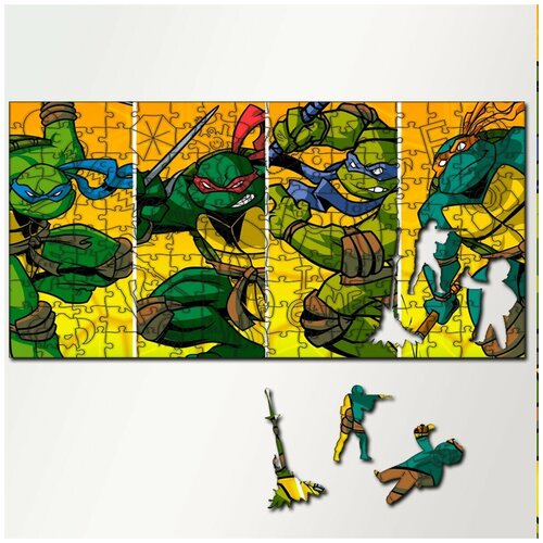 Пазл из дерева с фигурками, 230 деталей, 46х23 см игры TMNT Teenage Mutant Ninja Turtle Return - 5337