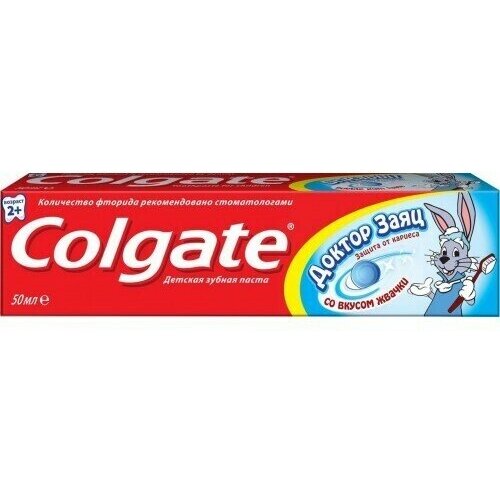 Детская зубная паста Colgate Доктор Заяц со вкусом жвачки, 50 мл, 6шт детская зубная паста colgate доктор заяц со вкусом жвачки 66 мл