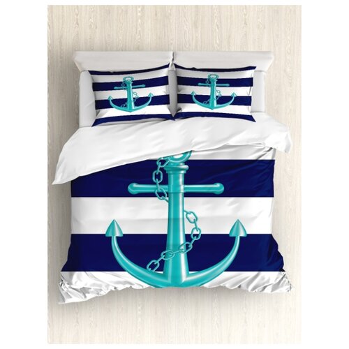 фото Комплект постельного белья "блестящий якорь", 1,5-спальный (пододеяльник+2 наволочки) ambesonne