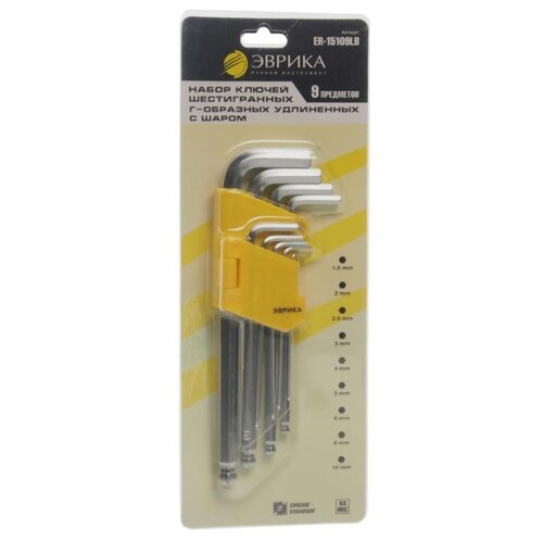 фото Набор имбусовых ключей эврика er-15109lb, 9 предм., серебристый
