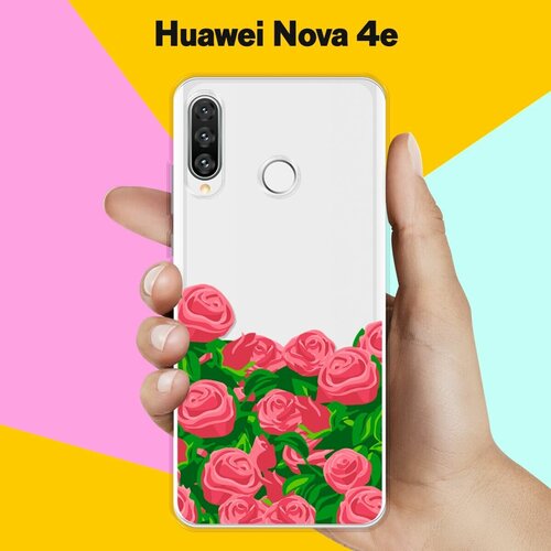 Силиконовый чехол Розы на Huawei Nova 4e силиконовый чехол ракушки на huawei nova 4e