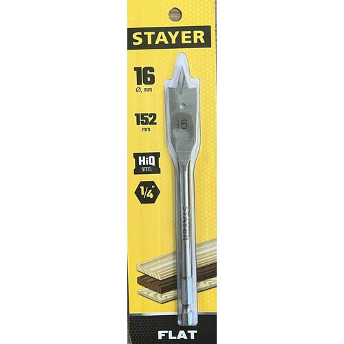 STAYER FLAT 16x152мм, сверло по дереву перовое