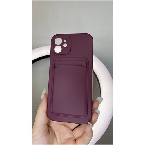 Чехол для IPhone 12 с кардхолдером бордовый