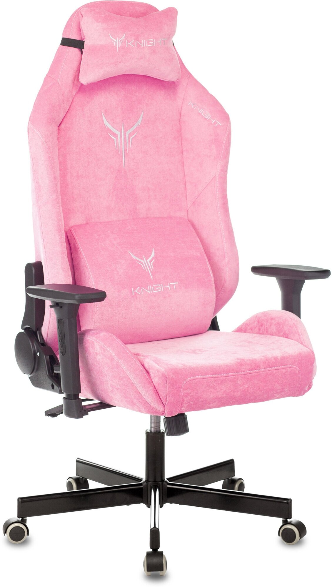 Кресло игровое Knight N1 Fabric розовый Velvet 36 с подголов. крестовина металл KNIGHT N1 PINK - фотография № 11