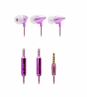 Headphones / Наушники Qumann QSE-02 Butterfly проводные с мик, розовый металлик