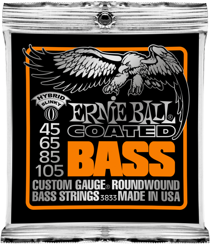 Ernie Ball 3833 струны для бас-гитары Coated Bass Hybrid Slinky (45-65-85-105)