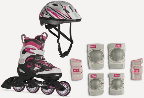 Изображение товара Детские раздвижные ролики Fila J-One Girl Combo 3-set - Pink/Magenta р. 32-36