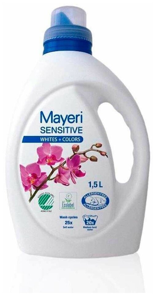 фото Гель для стирки белого и цветного белья Mayeri Sensitive 1,5 л.