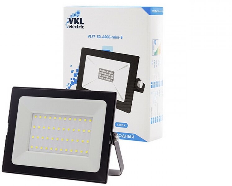 VKL electric Прожектор LED 50W VLF7-50-6500-mini-B 6500К 4500Лм 220V IP65 черный 1/ 30 1013399