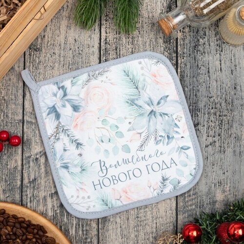 Прихватка Christmas flowers 19х19см саржа 100 хлопок ватин 250гм2 332₽