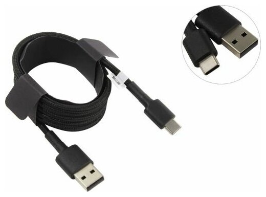 Кабель XIAOMI Mi Braided, USB A(m) - USB Type-C (m), 1м, черный [sjv4109gl] - фото №1