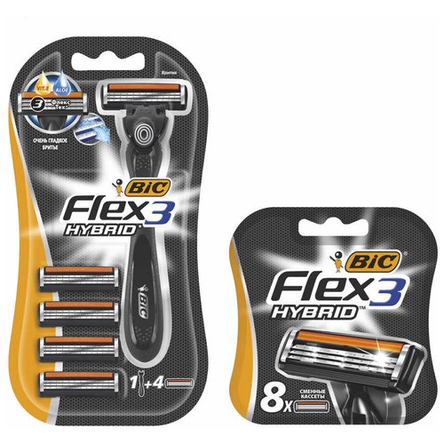 Сменные кассеты Bic Flex 3 HYBRID (8 шт) RusPack сменные кассеты bic flex 3 hybrid 8 шт