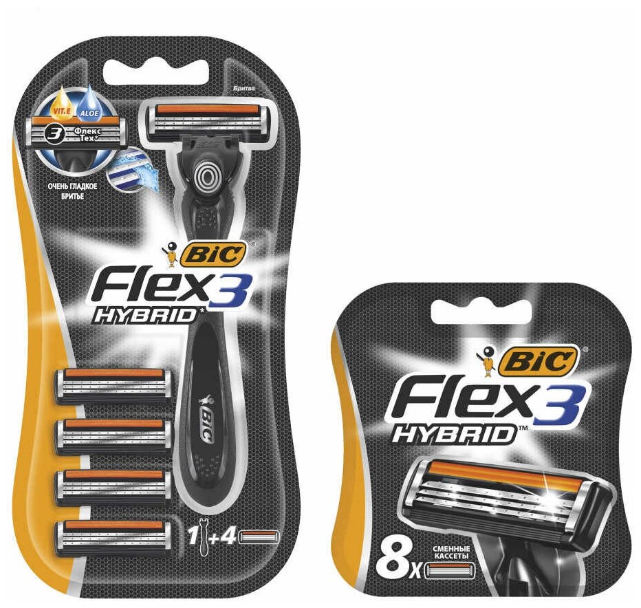 Кассеты для бритья Bic Flex 3 Hybrid 8шт BiC VIOLEX S.A. - фото №1