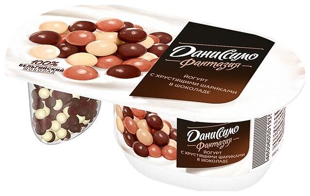 Йогурт Даниссимо Фантазия с хрустящими шариками в шоколаде 6.9%, 105 г