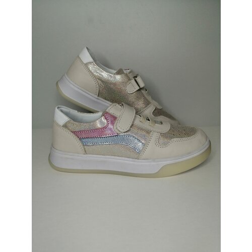 Кроссовки Happy Walk, летние, беговые, натуральная кожа, анатомическая стелька, нескользящая подошва, ортопедические, низкие, размер 31, бежевый