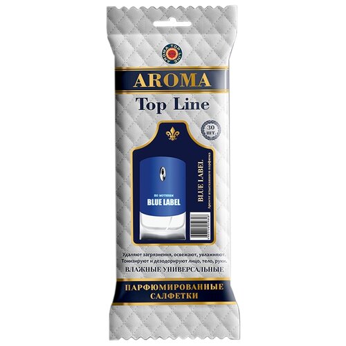 аромастик aroma topline для смеллера 2 шт с ароматом унисекс парфюма tabacco vanilla AROMA TOP LINE Влажные салфетки универсальные парфюмированные Blue Label №11, 30 шт.