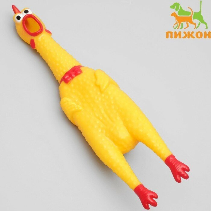 Пижон Игрушка пищащая "Задумчивая курица" для собак, 28 см, жёлтая