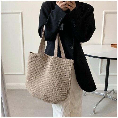 Сумка шоппер 20 FORMS, фактура плетеная, темно-бежевый