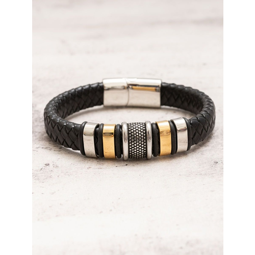 Плетеный браслет, 1 шт., размер 20.5 см, размер one size, диаметр 10 см, черный трехсвятительский браслет