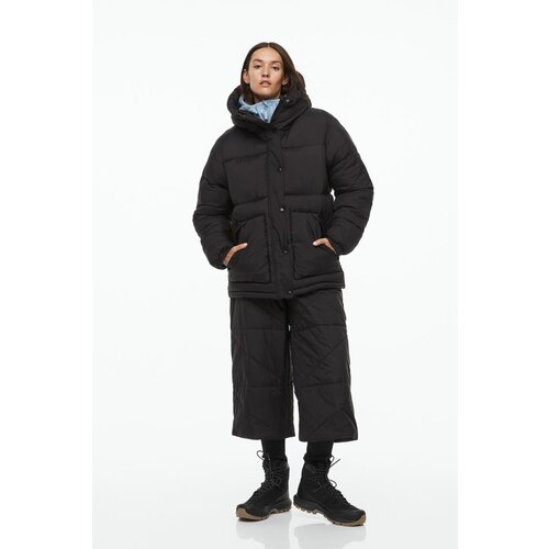 фото Утепленные брюки с поясом - черный - s h&m