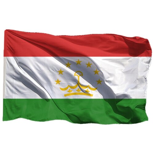 Флаг Таджикистана на шёлке, 70х105 см - для ручного древка