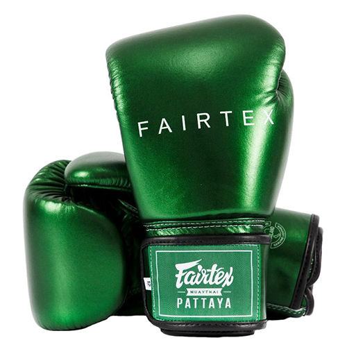 детские боксерские перчатки fairtex bgv1 red 8 унций Боксерские перчатки Fairtex BGV22 Metallic Green (10 унций)