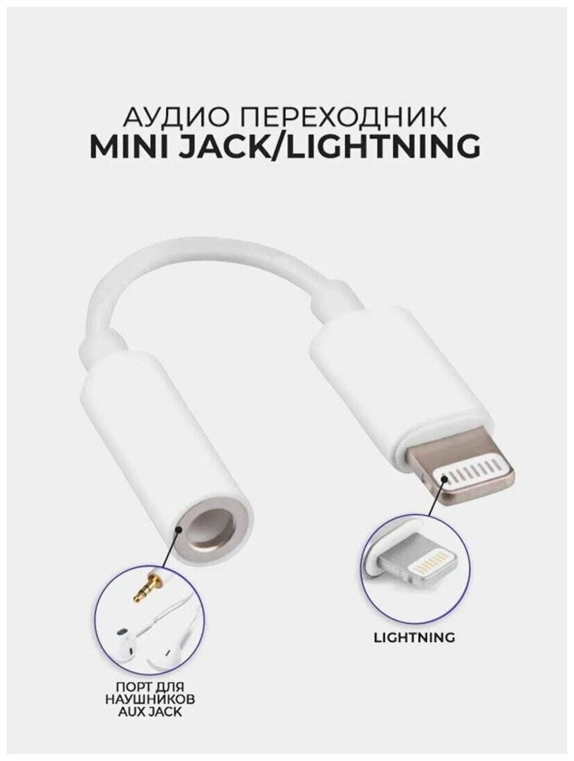 Переходник для наушников на Apple iPhone / Адаптер Lightning (Лайтинг) на Jack 35 мм (Джек AUX)