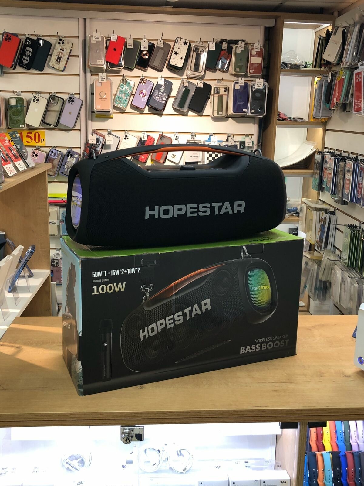 Портативная Беспроводная Bluetooth Колонка Hopestar A60 100W / Караоке Система / Беспроводной Микрофон