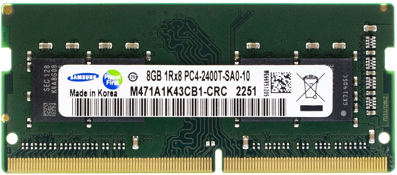 Оперативная память Samsung Basic 8 ГБ DDR4 2400 МГц SODIMM CL17 M471A1K43CB1-CRC