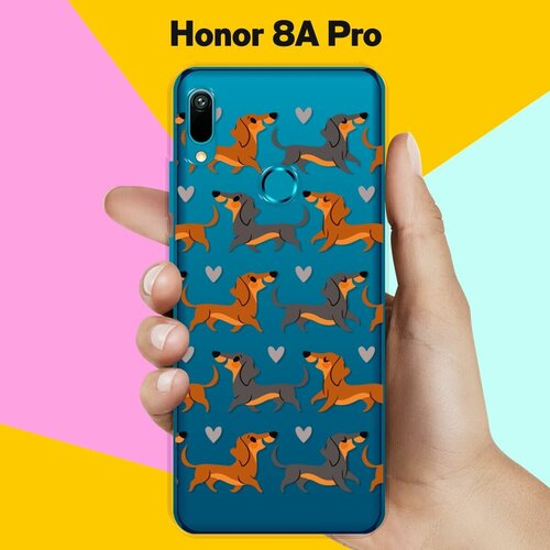 Силиконовый чехол на Honor 8A Pro Узор из такс / для Хонор 8А Про силиконовый чехол узор из такс на honor 8a