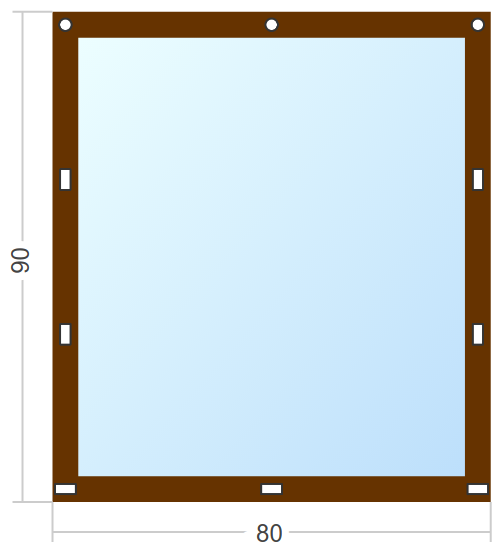 Мягкое окно Софтокна 80х90 см съемное, Скоба-ремешок, Прозрачная пленка 0,7мм, Коричневая окантовка, Комплект для установки - фотография № 3