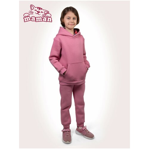 фото Комплект одежды maman для девочек, брюки и худи, повседневный стиль, капюшон, карманы, пояс на резинке, размер 92, розовый